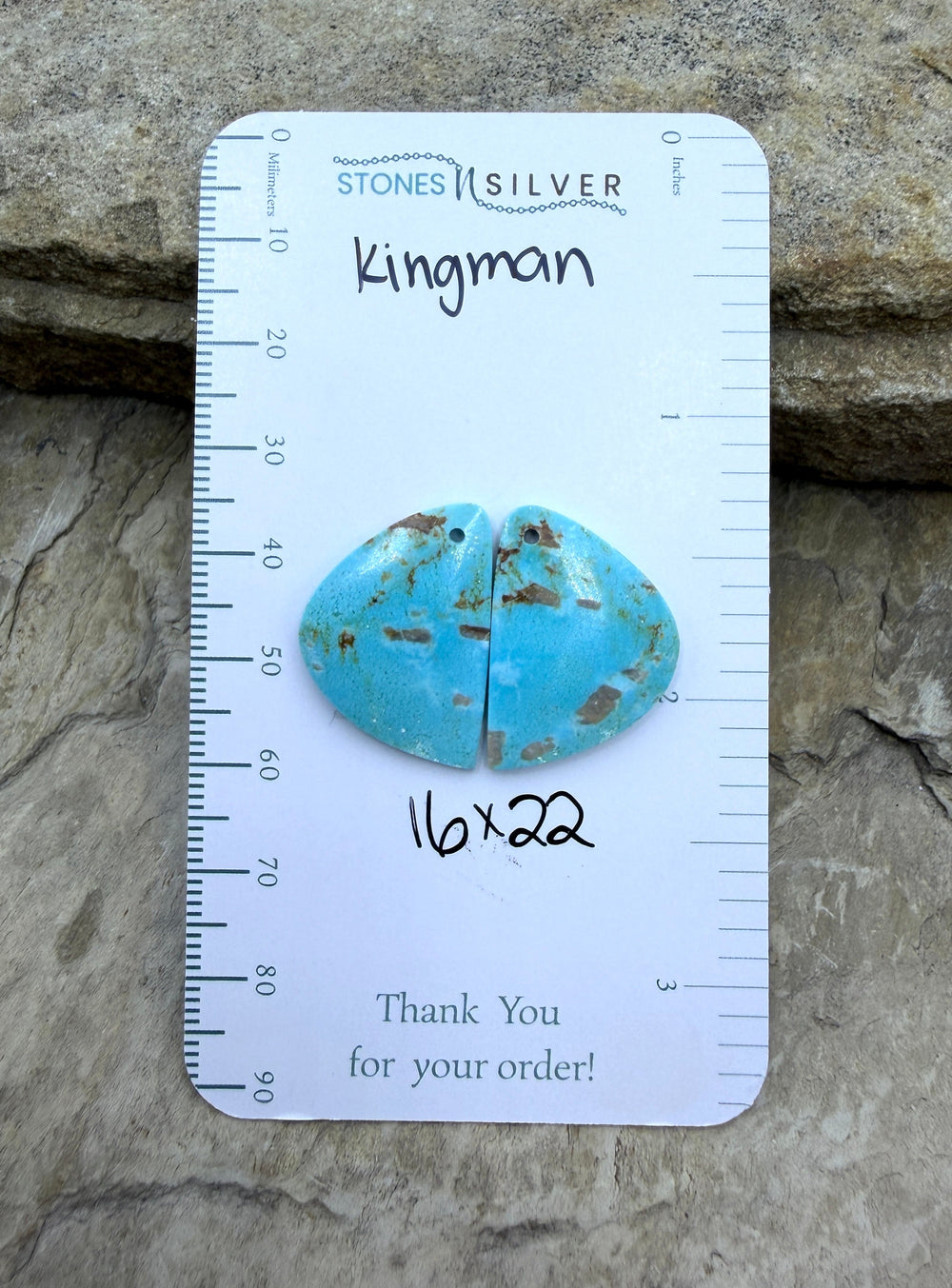 Kingman Turquoise (Arizona) Matching Earring Slab Bead Pair