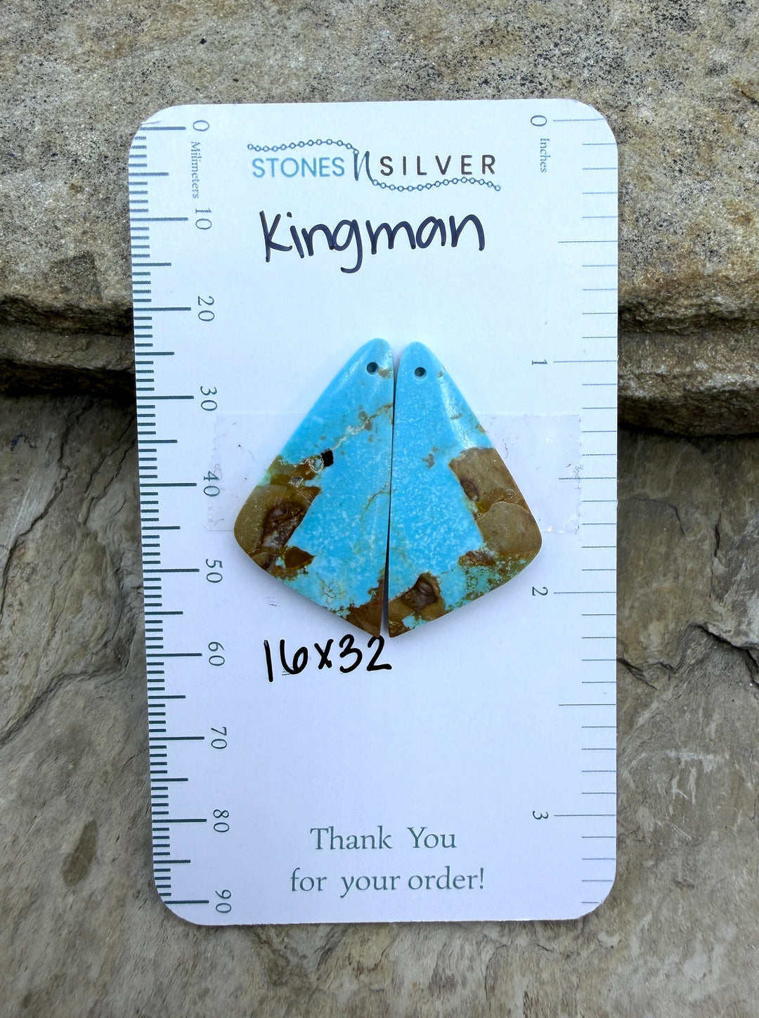 Kingman Turquoise (Arizona) Matching Earring Slab Bead Pair