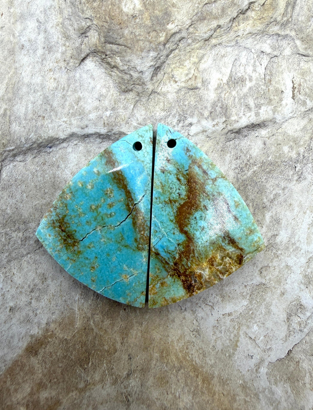 Kingman Turquoise (Arizona) Matching Earring Slab Bead Pair