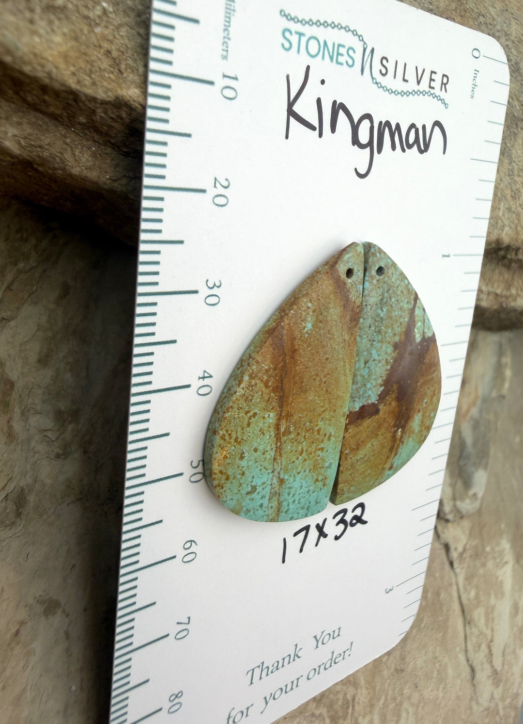 Kingman Turquoise (Arizona) Matching Earring Slab Bead Pair