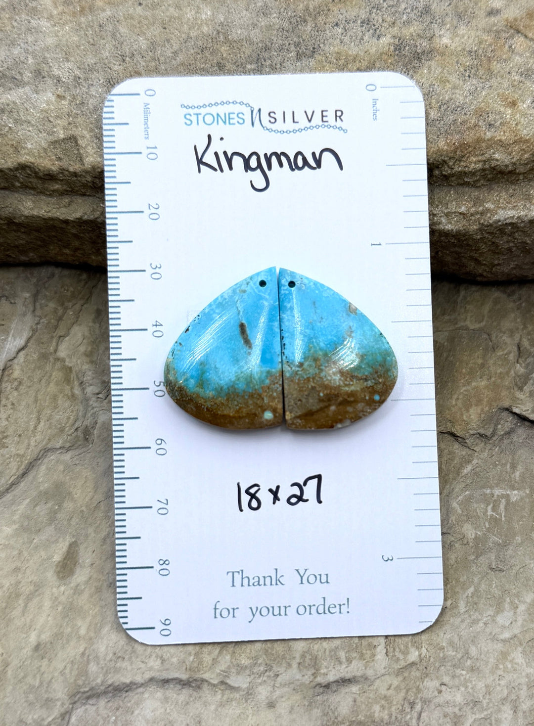 Kingman Turquoise (Arizona) Matching Earring Slab Bead Pair, 18x27mm
