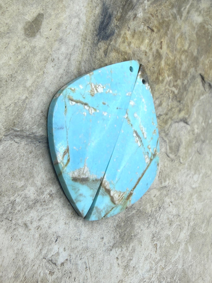 Kingman Turquoise (Arizona) Matching Earring Slab Bead Pair