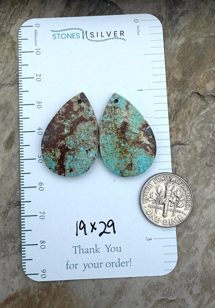 Kingman Turquoise (Arizona) Matching Earring Slab Bead Pair