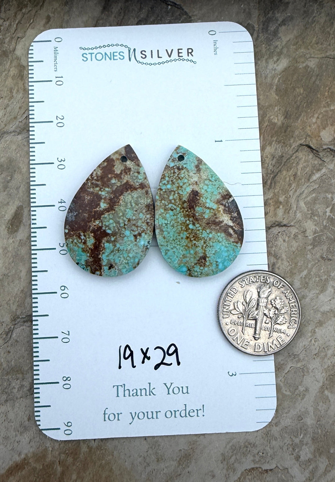 Kingman Turquoise (Arizona) Matching Earring Slab Bead Pair