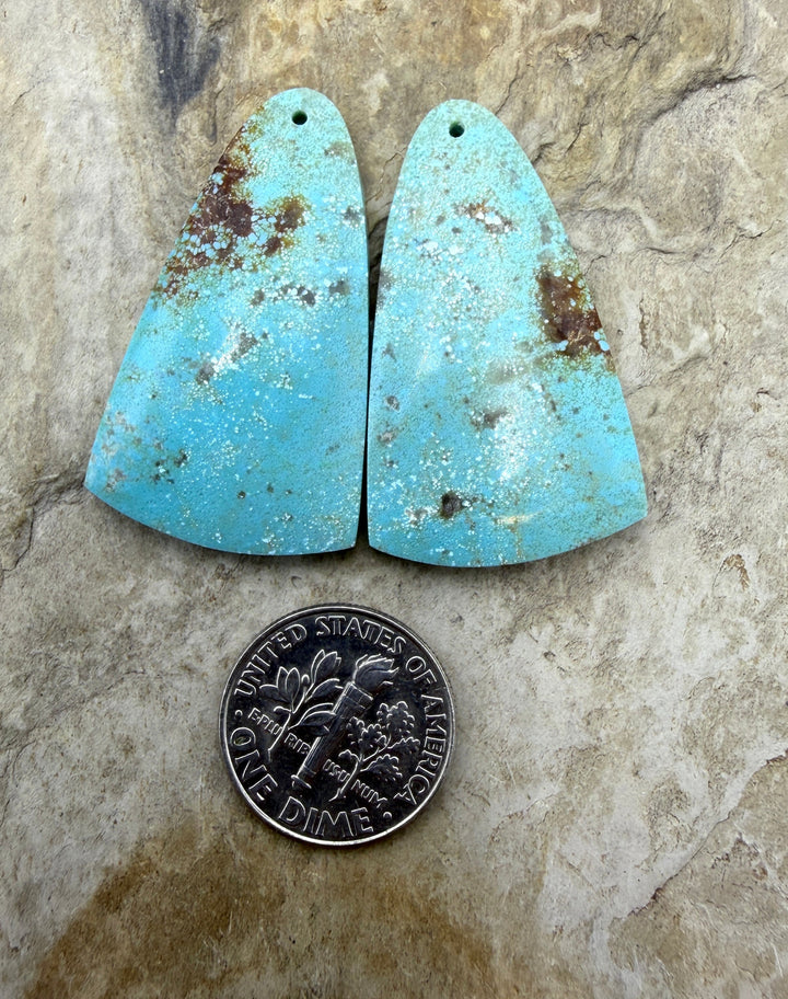 Kingman Turquoise (Arizona) Matching Earring Slab Bead Pair