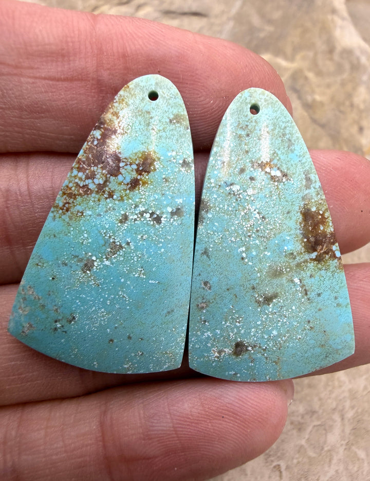 Kingman Turquoise (Arizona) Matching Earring Slab Bead Pair