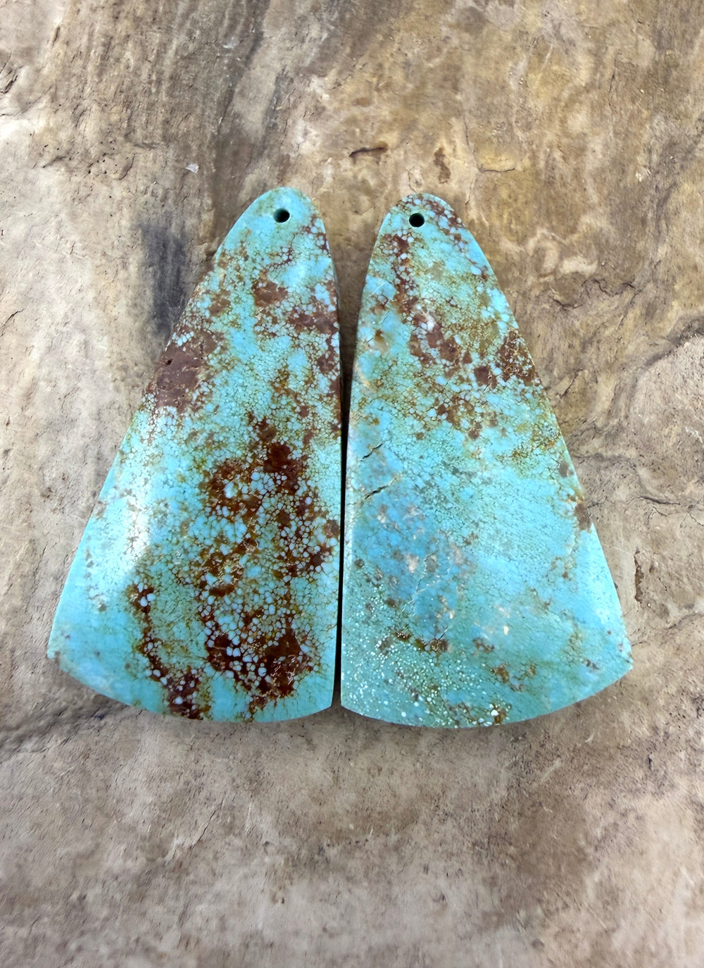 Kingman Turquoise (Arizona) Matching Earring Slab Bead Pair