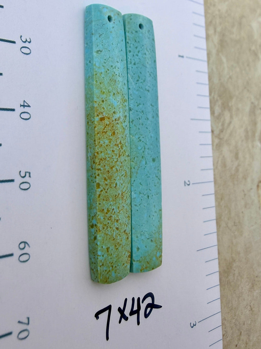 Kingman Turquoise (Arizona) Matching Earring Slab Bead Pair