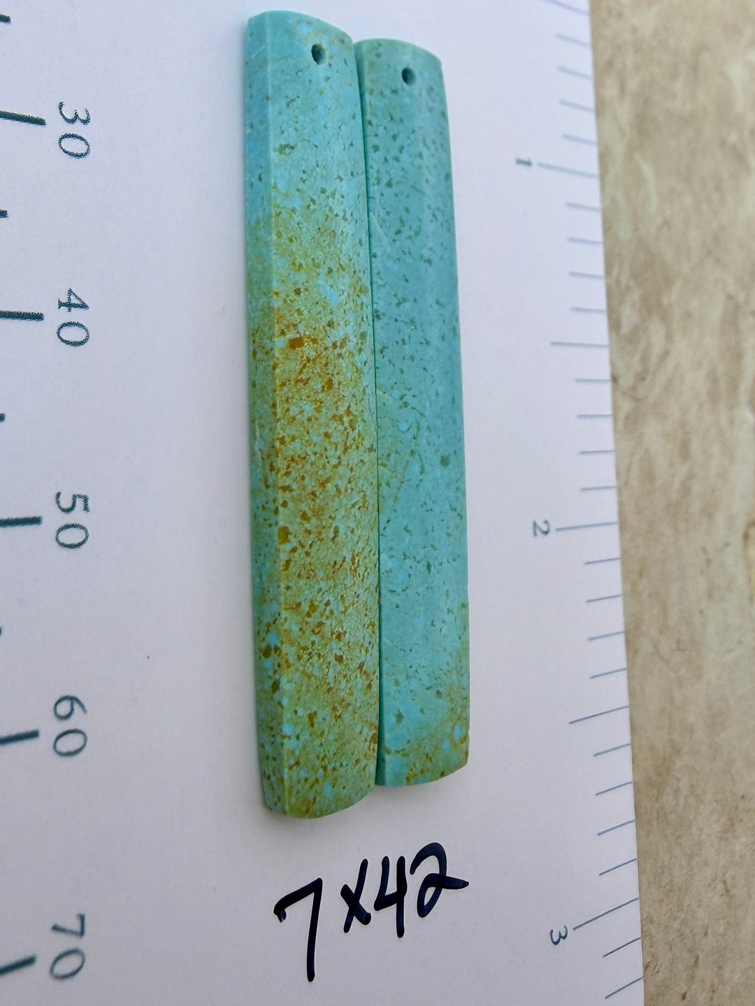 Kingman Turquoise (Arizona) Matching Earring Slab Bead Pair