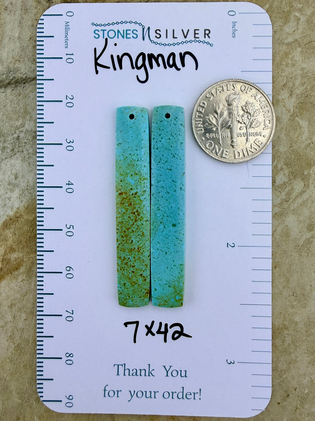 Kingman Turquoise (Arizona) Matching Earring Slab Bead Pair
