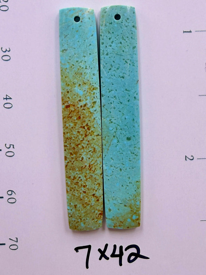 Kingman Turquoise (Arizona) Matching Earring Slab Bead Pair