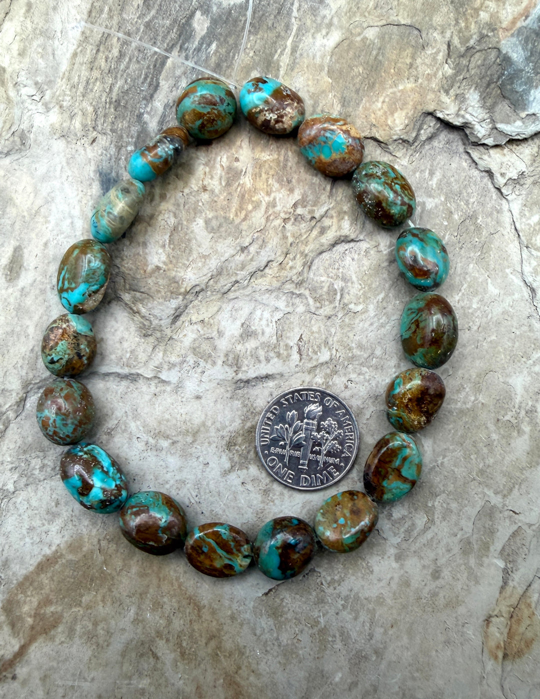 Kingman Turquoise (Arizona) Oval Nugget Beads 8 Inch