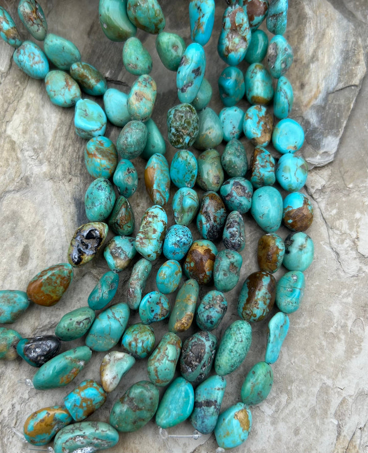 Kingman Turquoise (Arizona) Rounded Nugget Beads 10-17mm 8