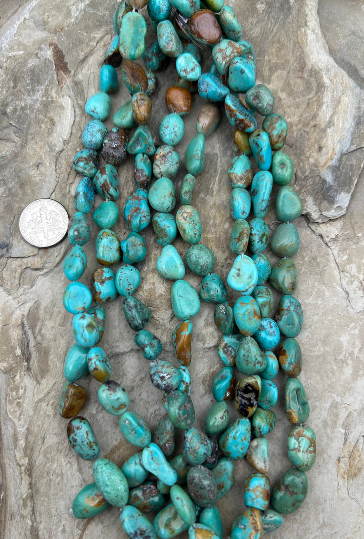 Kingman Turquoise (Arizona) Rounded Nugget Beads 10-17mm 8