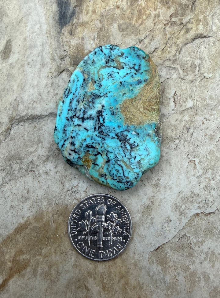 Kingman Turquoise (Arizona) Slab Bead 30x40x5mm - Turquoise