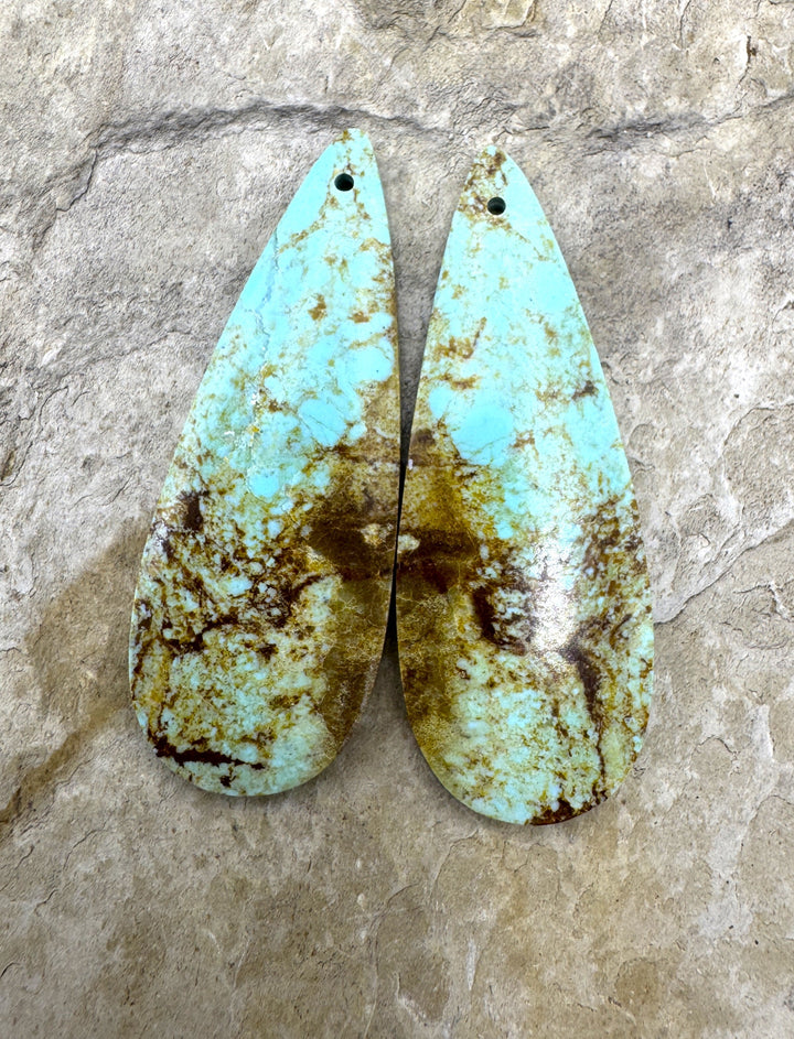 Kingman Turquoise (AZ) BIG Matching Earring Slab Bead Pair