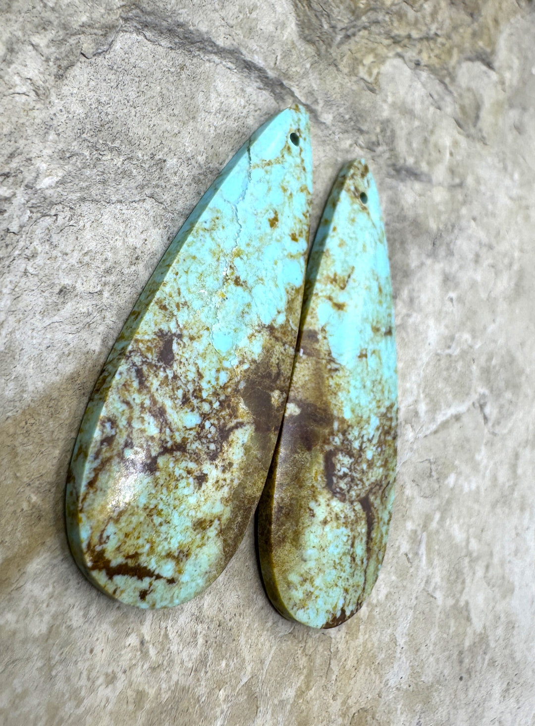 Kingman Turquoise (AZ) BIG Matching Earring Slab Bead Pair