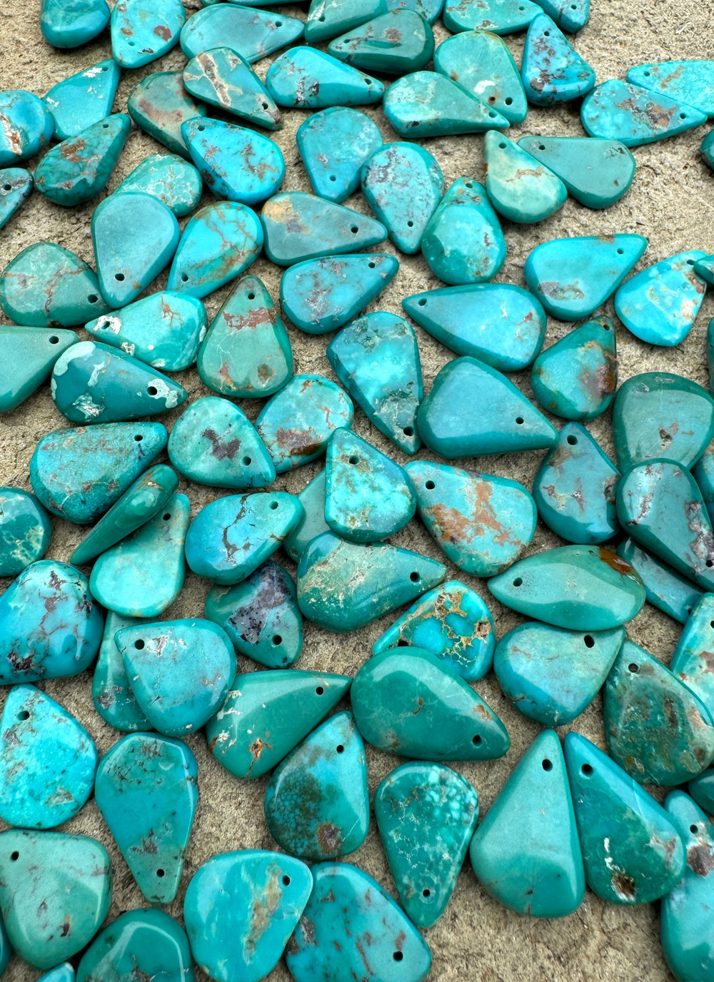 Kingman Turquoise (AZ) Irregular Teardrop Focal Beads