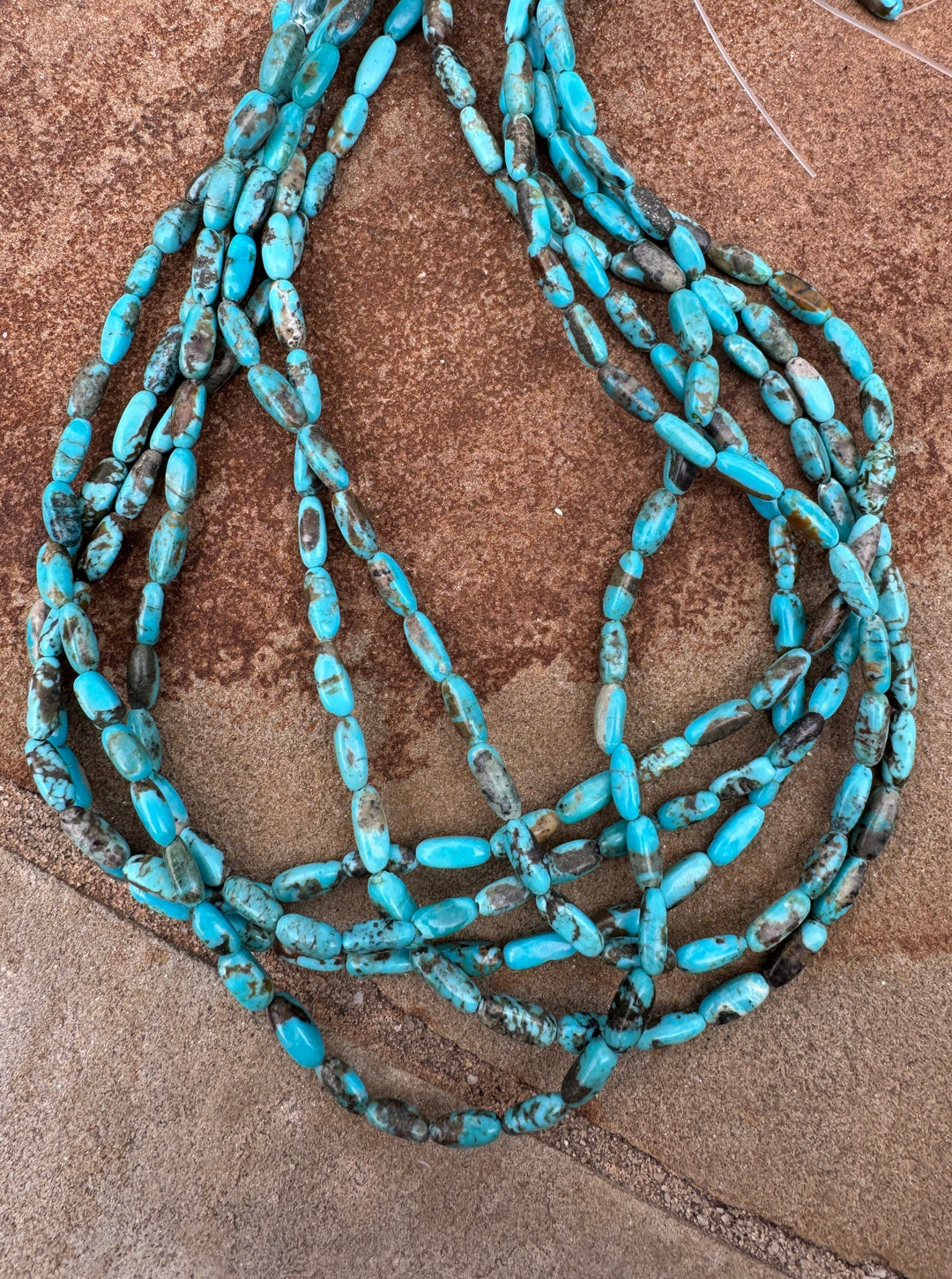 Kingman Turquoise (AZ) Long Rice Beads 4x10mm Hand Cut 16