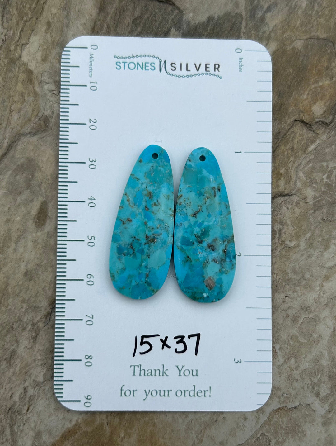 Kingman Turquoise Composite (Arizona) Earring Slab Bead