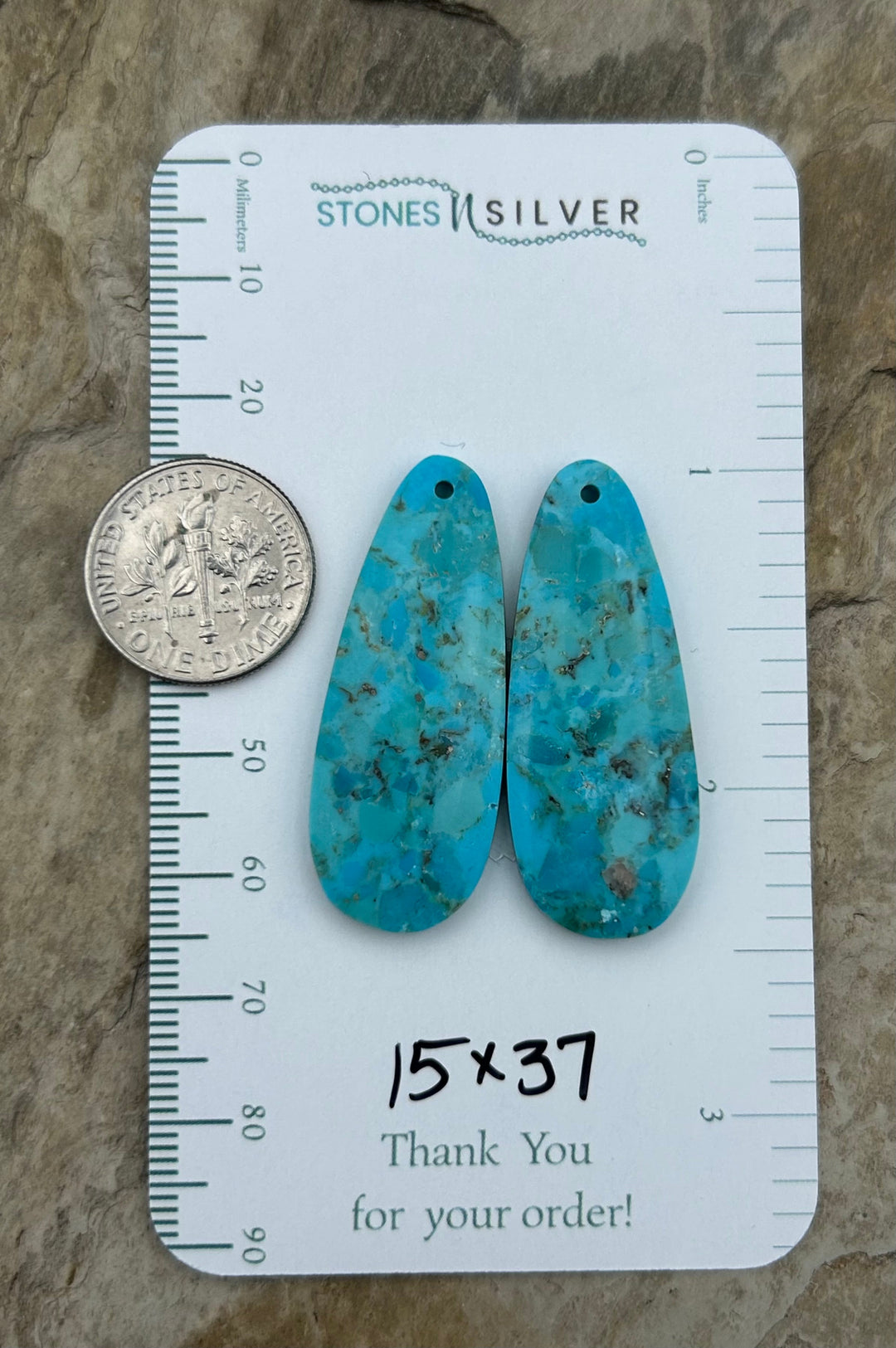 Kingman Turquoise Composite (Arizona) Earring Slab Bead