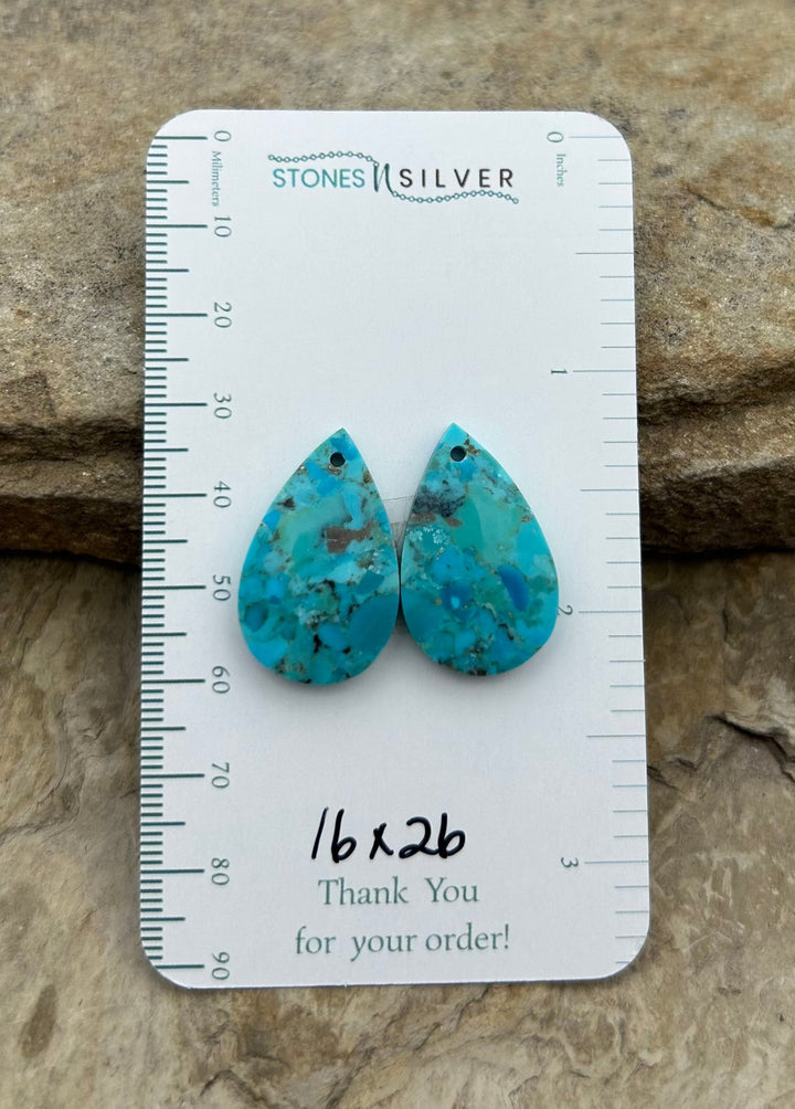 Kingman Turquoise Composite Block Matching Earring Slab