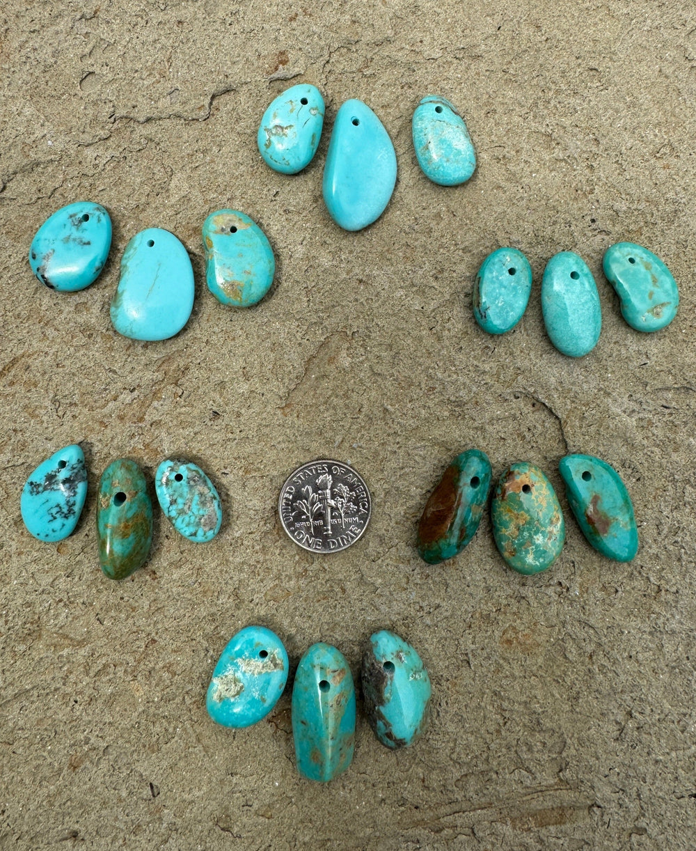 Kingman Turquoise Freeform Focal 3 Bead Set (Select One Set