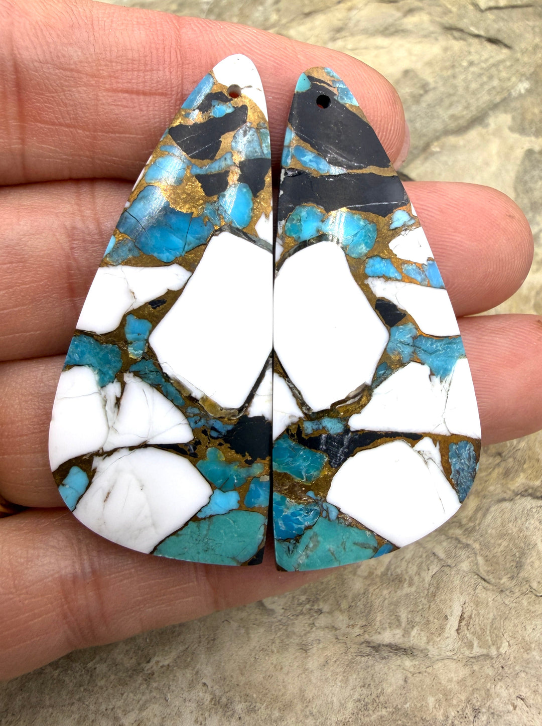 Kingman Turquoise White Buffalo and Bronze Composite BIG