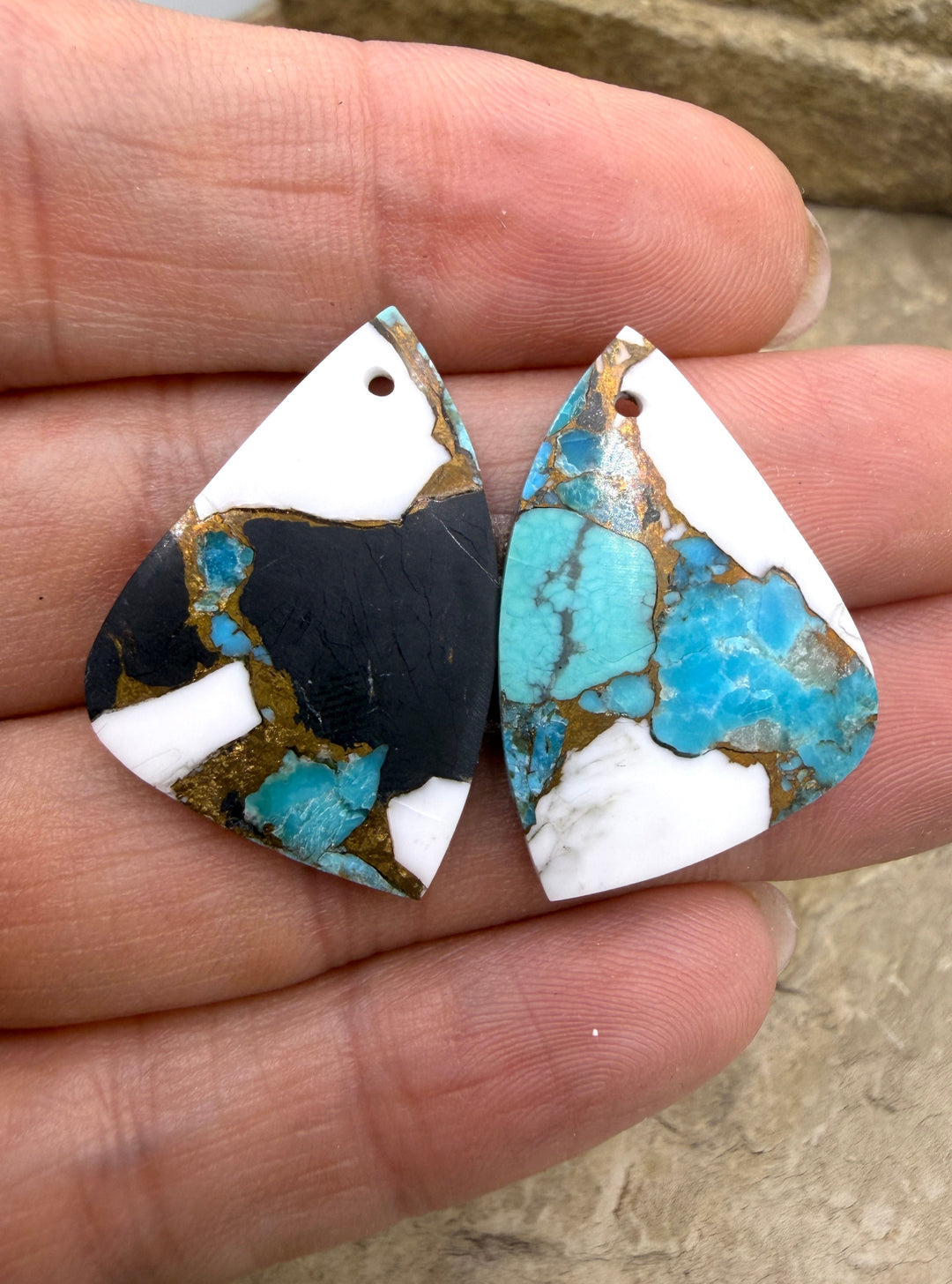 Kingman Turquoise White Buffalo and Bronze Composite