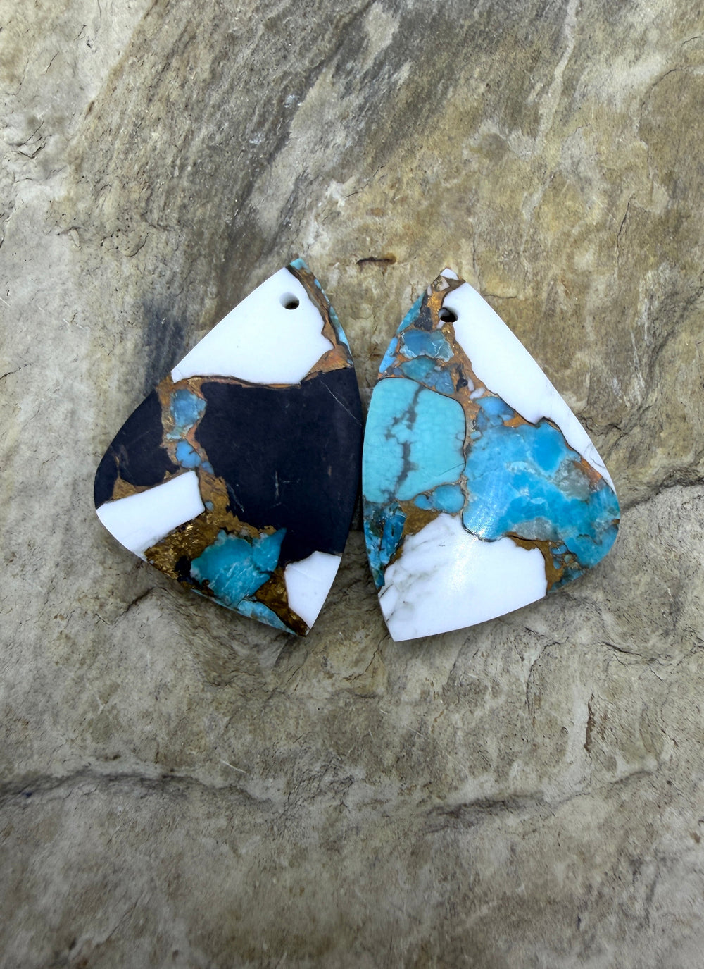 Kingman Turquoise White Buffalo and Bronze Composite