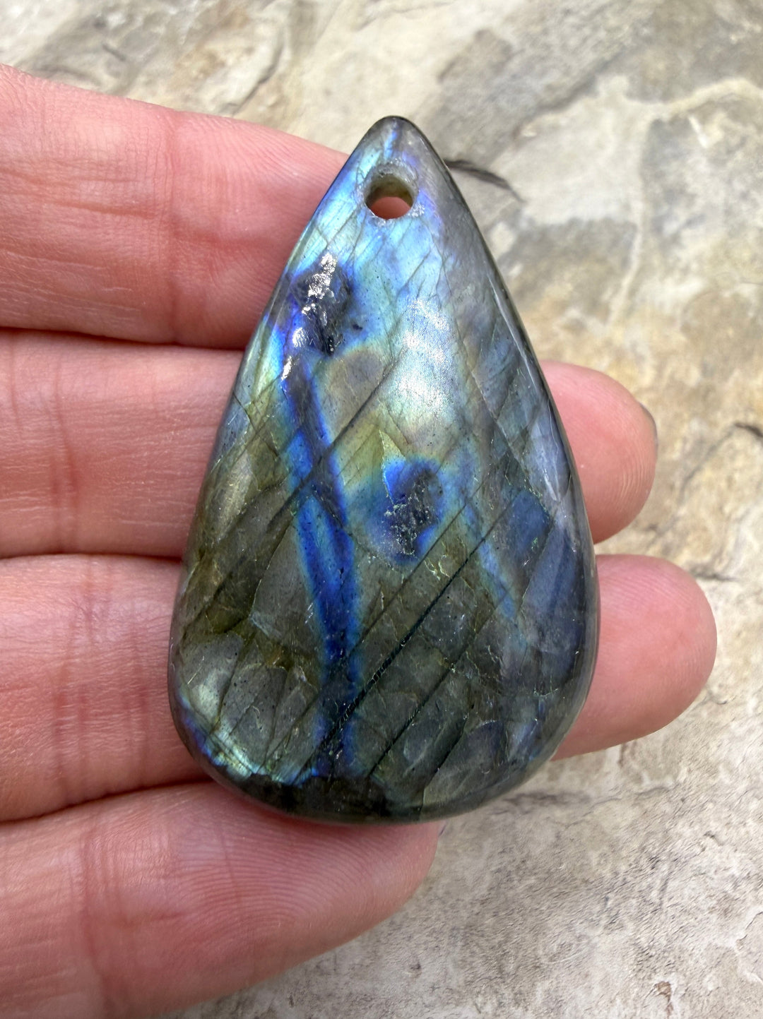 Labradorite Focal Pendant Bead Large Hole 28x45mm