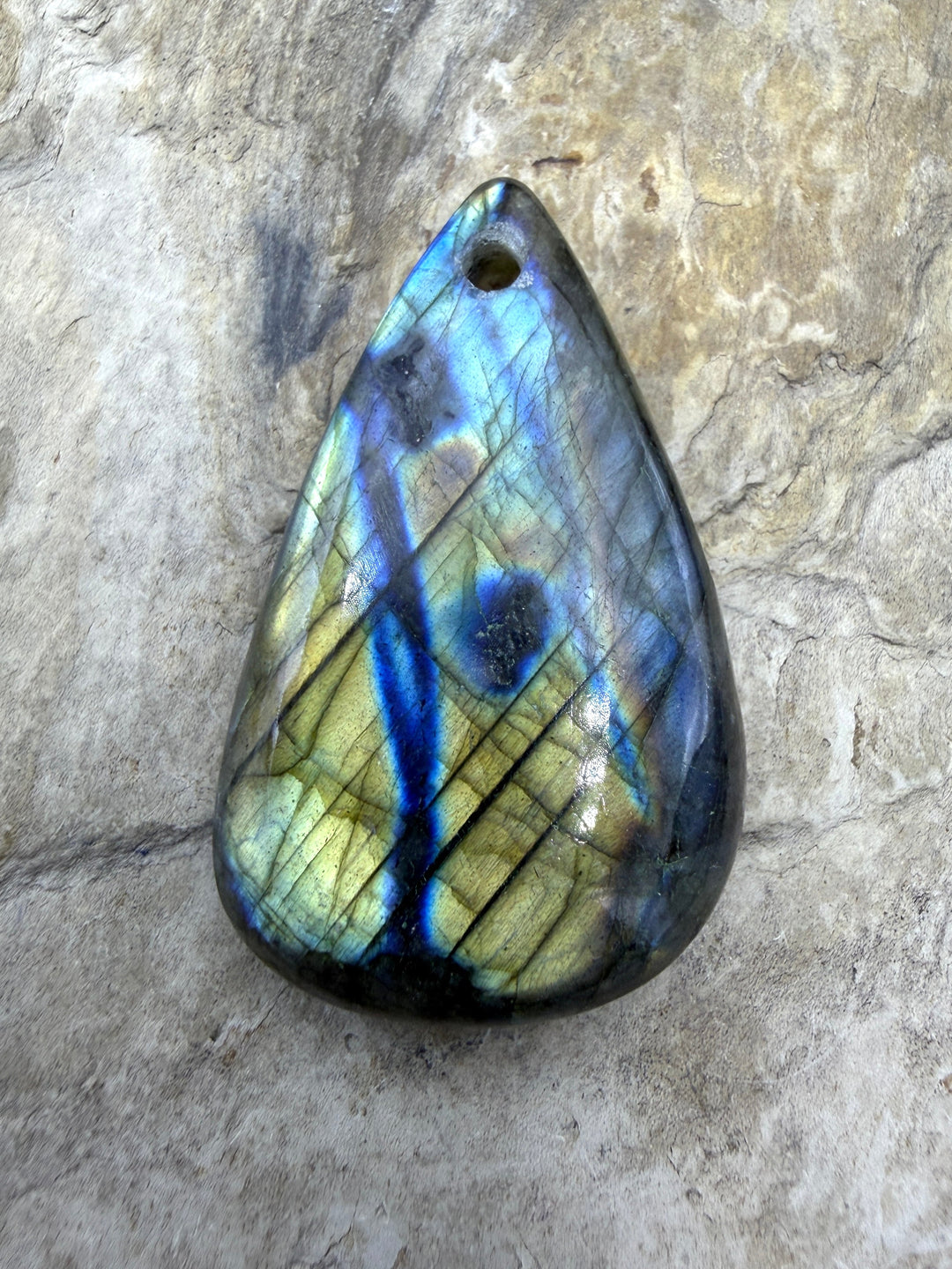 Labradorite Focal Pendant Bead Large Hole 28x45mm