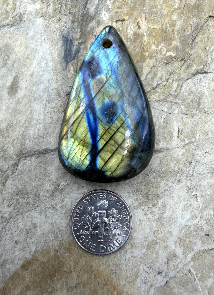 Labradorite Focal Pendant Bead Large Hole 28x45mm