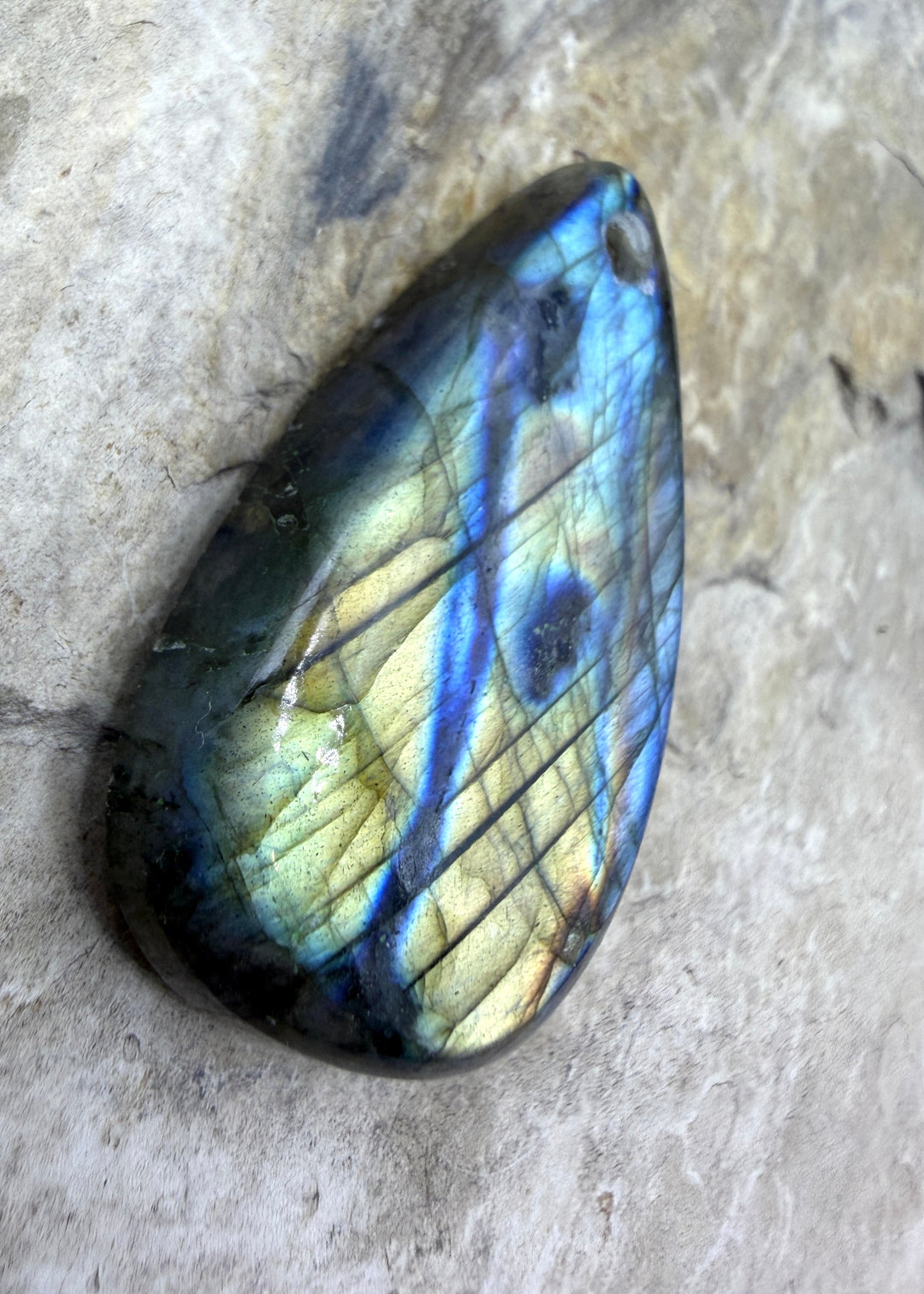 Labradorite Focal Pendant Bead Large Hole 28x45mm