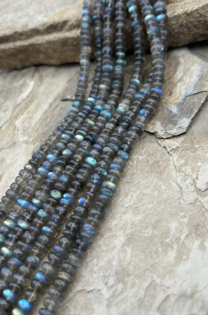 Labradorite Graduated 6mm Smooth Rondelle Beads 8 Inch
