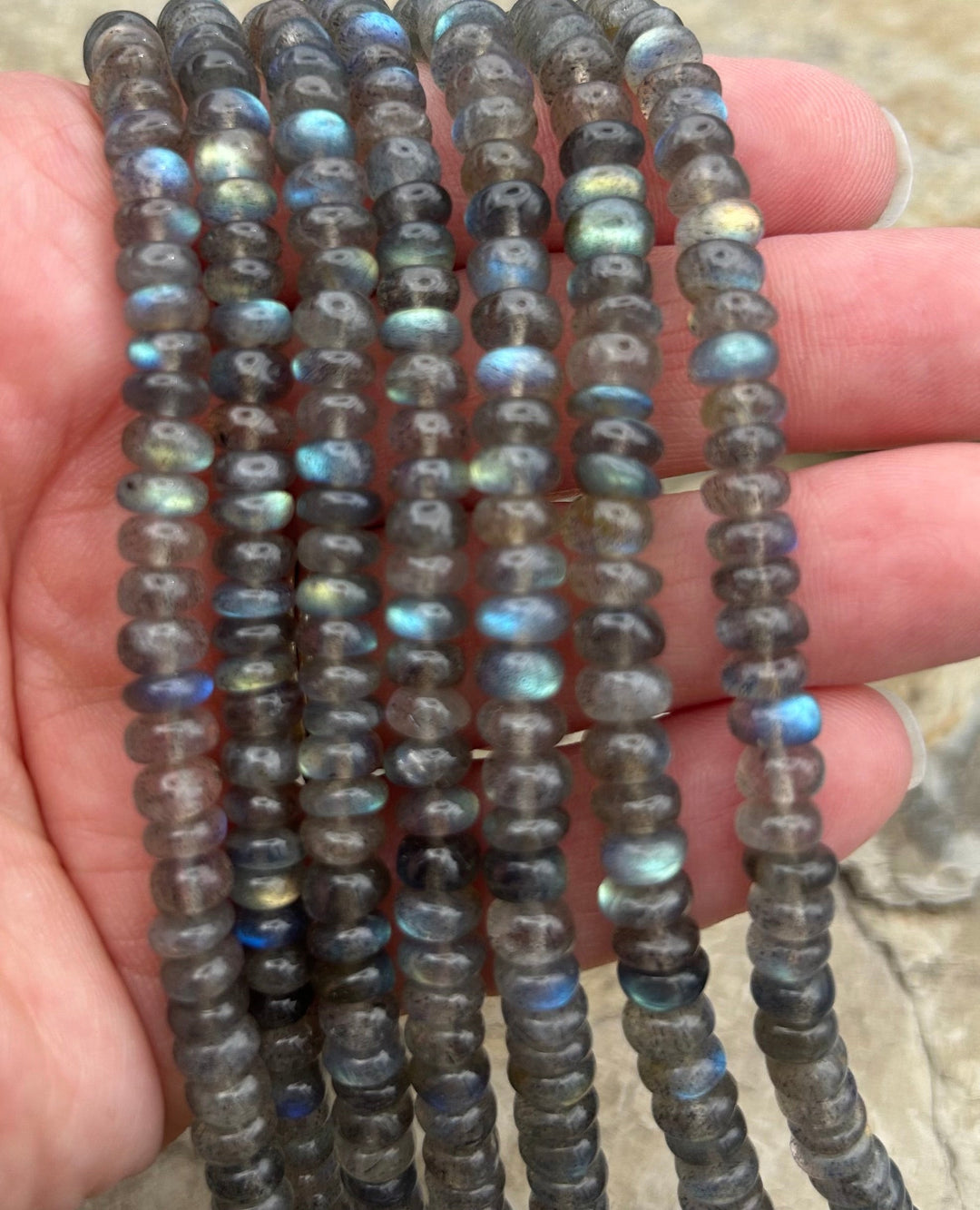 Labradorite Graduated 6mm Smooth Rondelle Beads 8 Inch