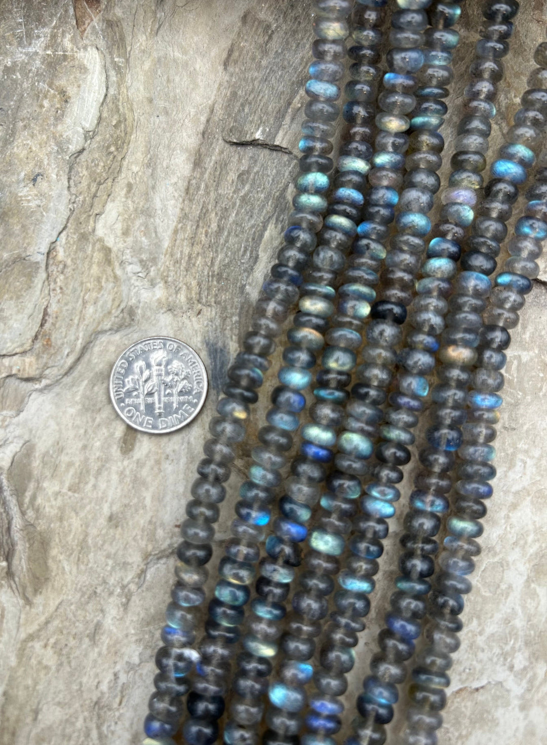 Labradorite Graduated 6mm Smooth Rondelle Beads 8 Inch