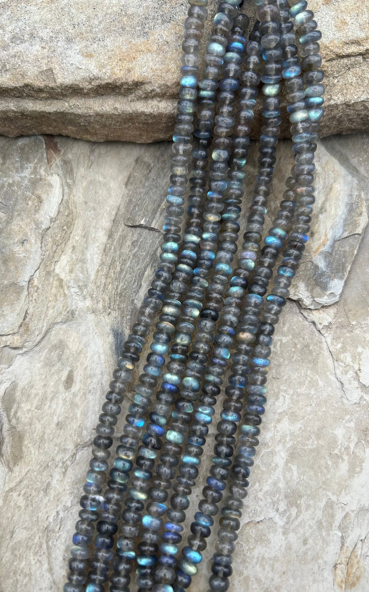 Labradorite Graduated 6mm Smooth Rondelle Beads 8 Inch