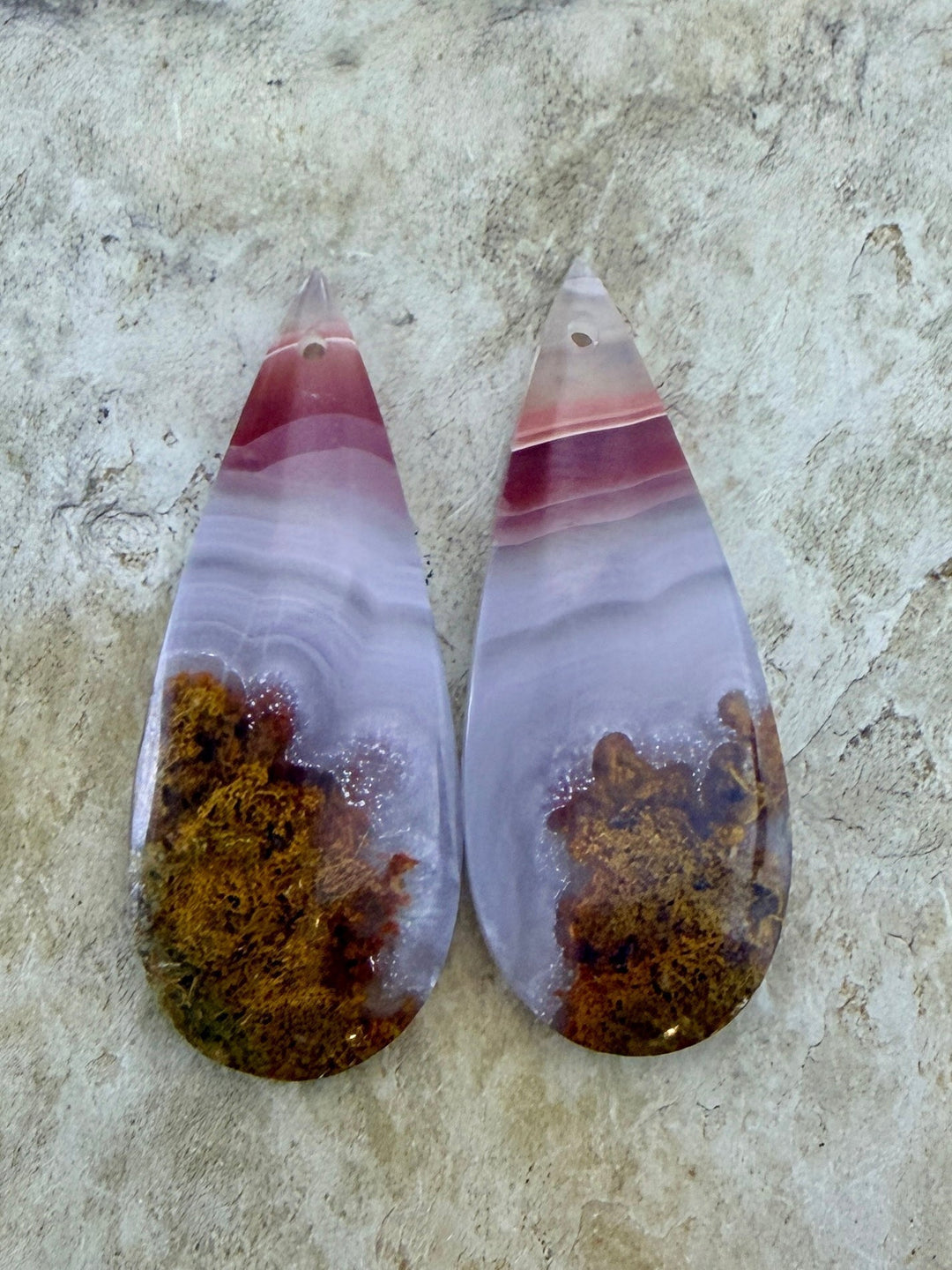 Laguna Lace Agate (Mexico) Earring Bead Slab Pair 13x32mm