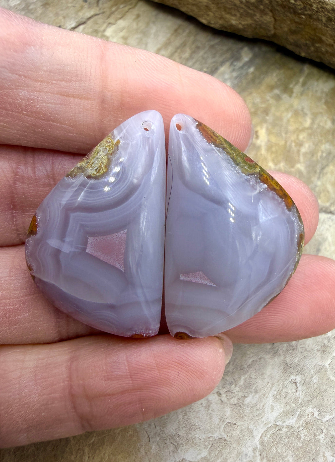 Laguna Lace Agate (Mexico) Earring Bead Slab Pair 20x32mm