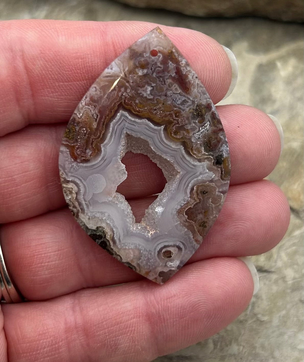 Laguna Lace Agate (Mexico) Focal Bead Pendant 33x50mm