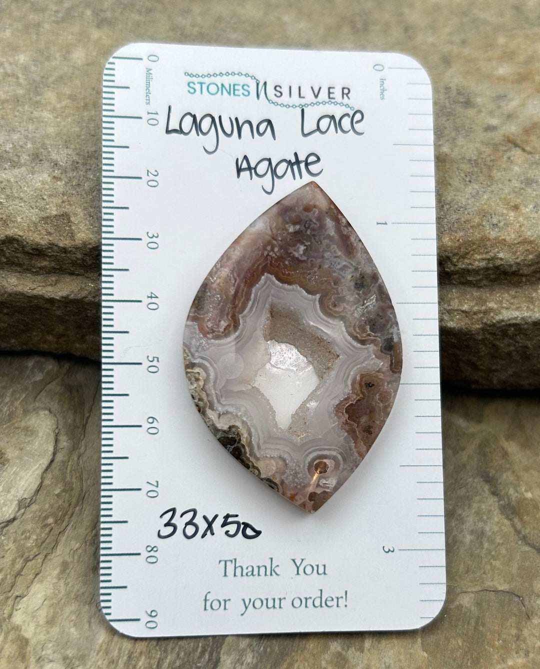 Laguna Lace Agate (Mexico) Focal Bead Pendant 33x50mm