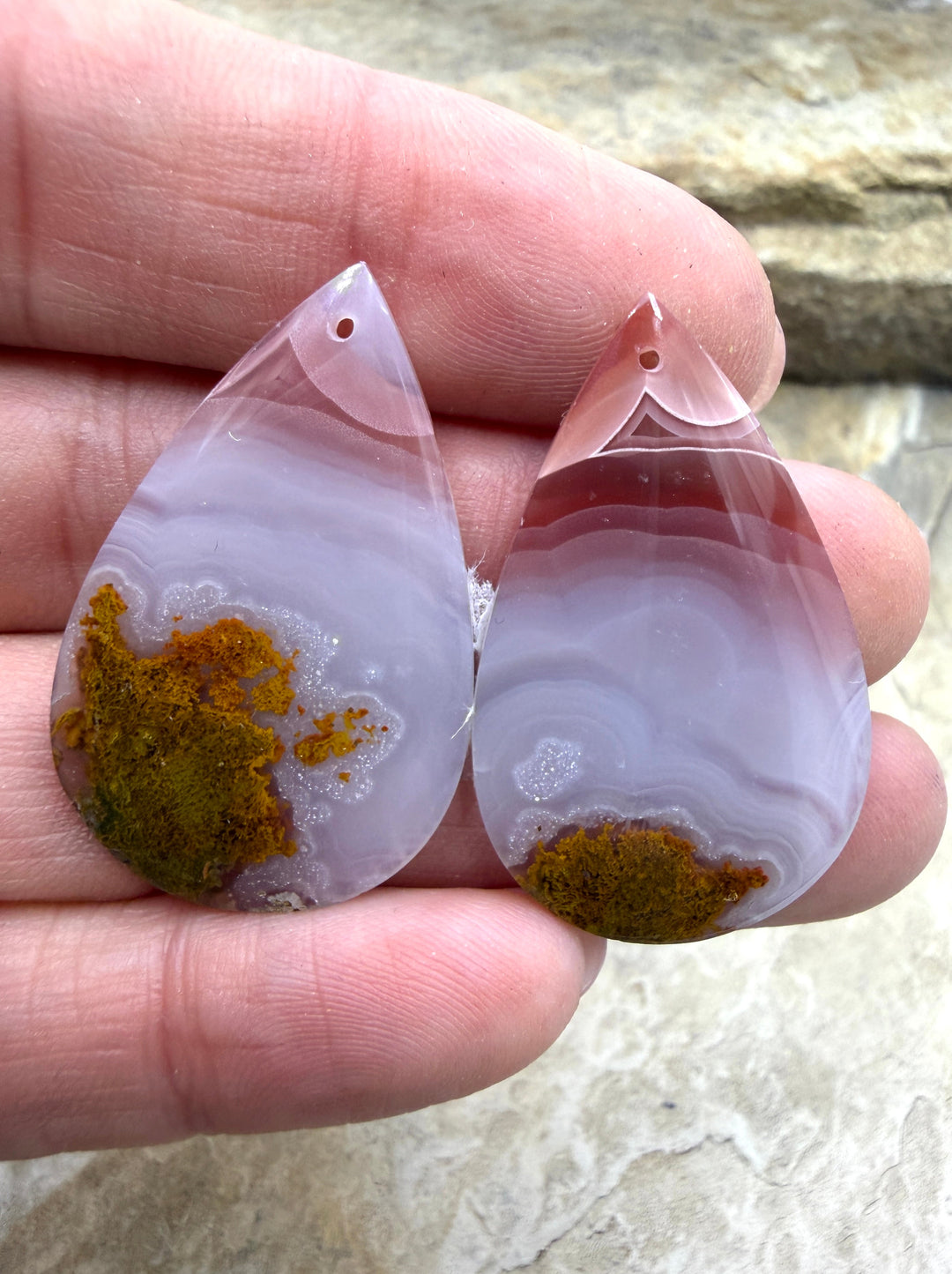 Laguna Lace Agate (Mexico) HUGE Earring Bead Slab Pair