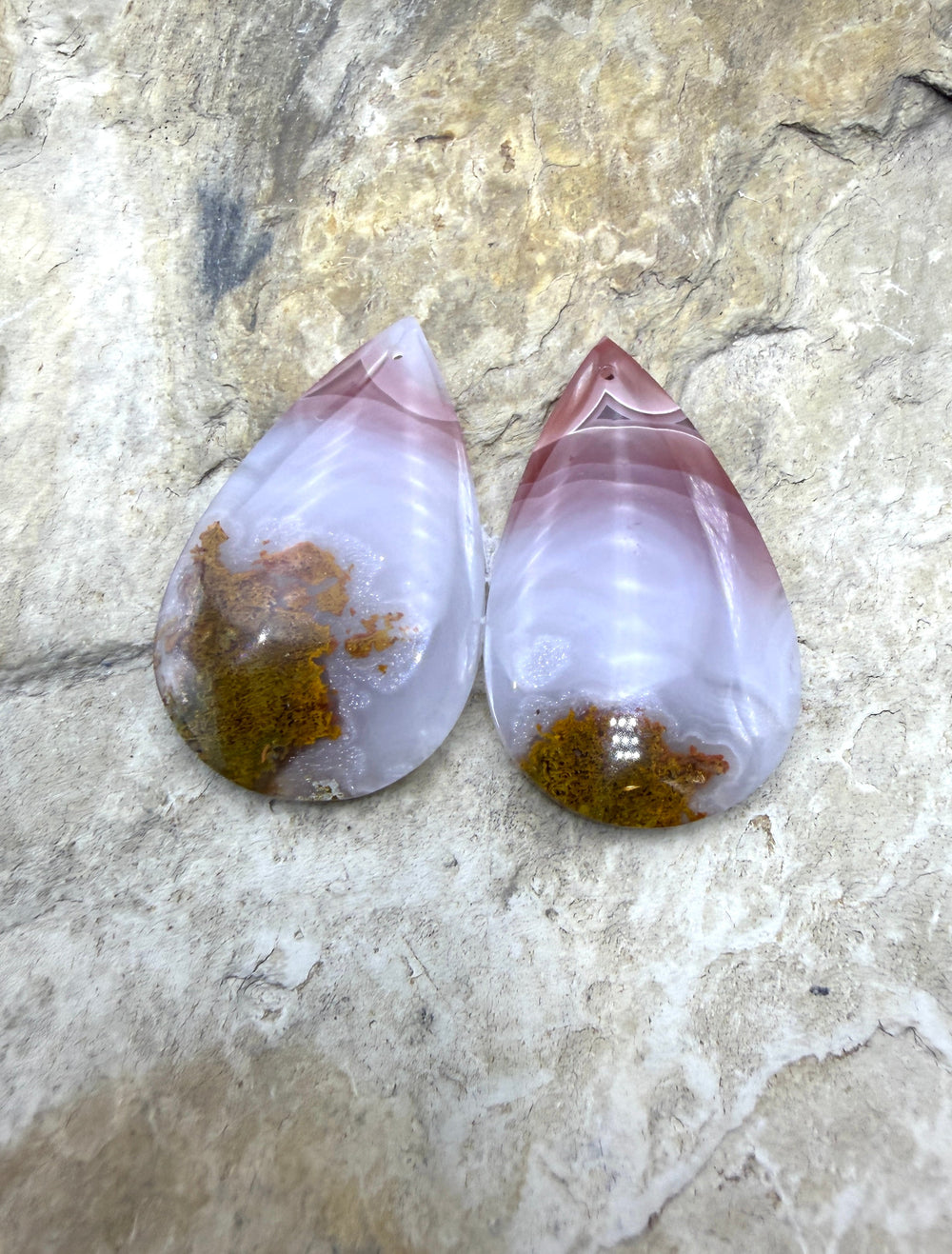Laguna Lace Agate (Mexico) HUGE Earring Bead Slab Pair