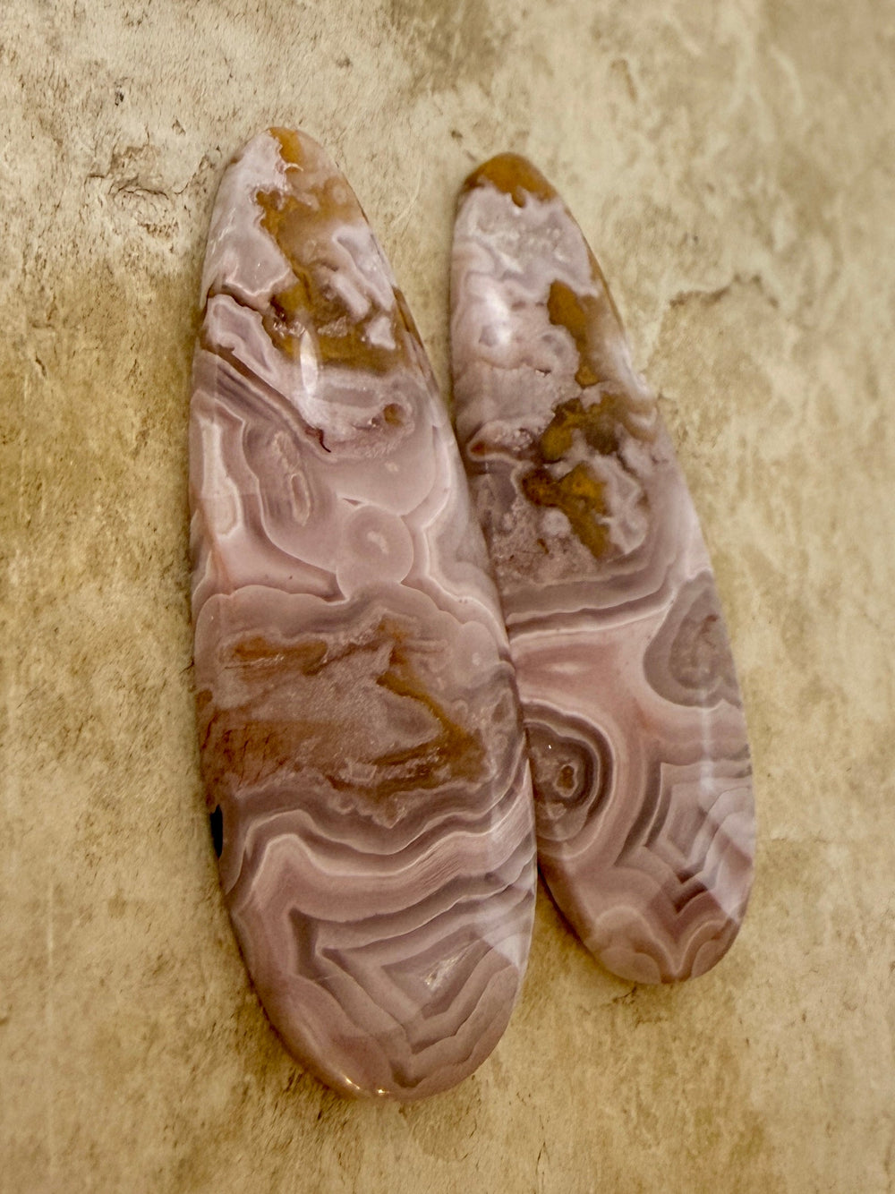 Laguna Nueva Agate Earring Bead Slab Pair 15x43mm - Laguna