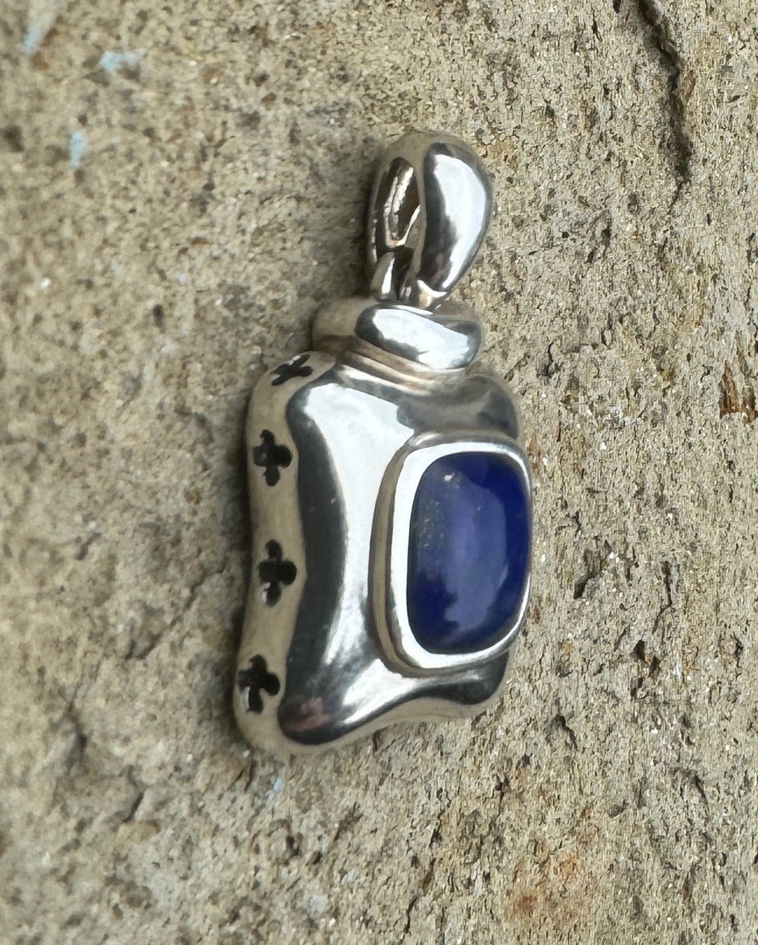 Lapis and Sterling Silver Square Pendant 15x25mm - Jewelry