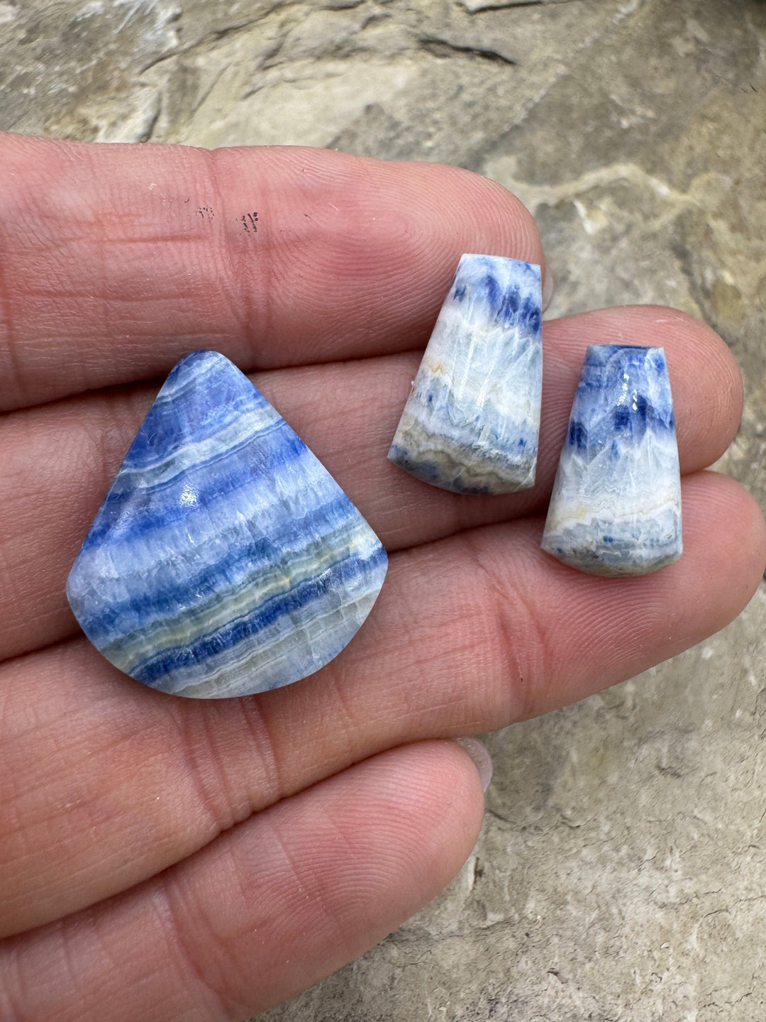 Lapis Lace Onyx/Sheelite (Turkey) Freeform Cabochons 3