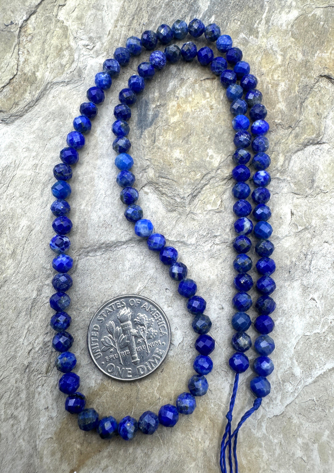 Lapis Lazuli 4mm Faceted Round Beads 16 inch Strand - Lapis