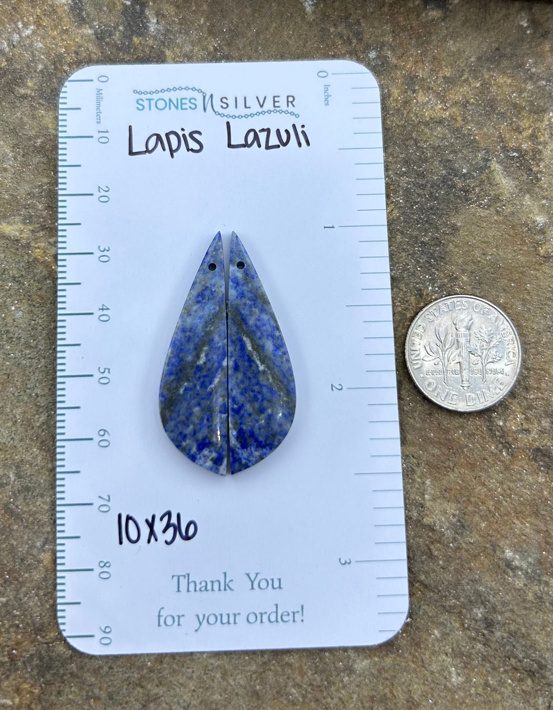 Lapis Lazuli Earring Slab Bead Pair 10x36mm - Lapis Lazuli