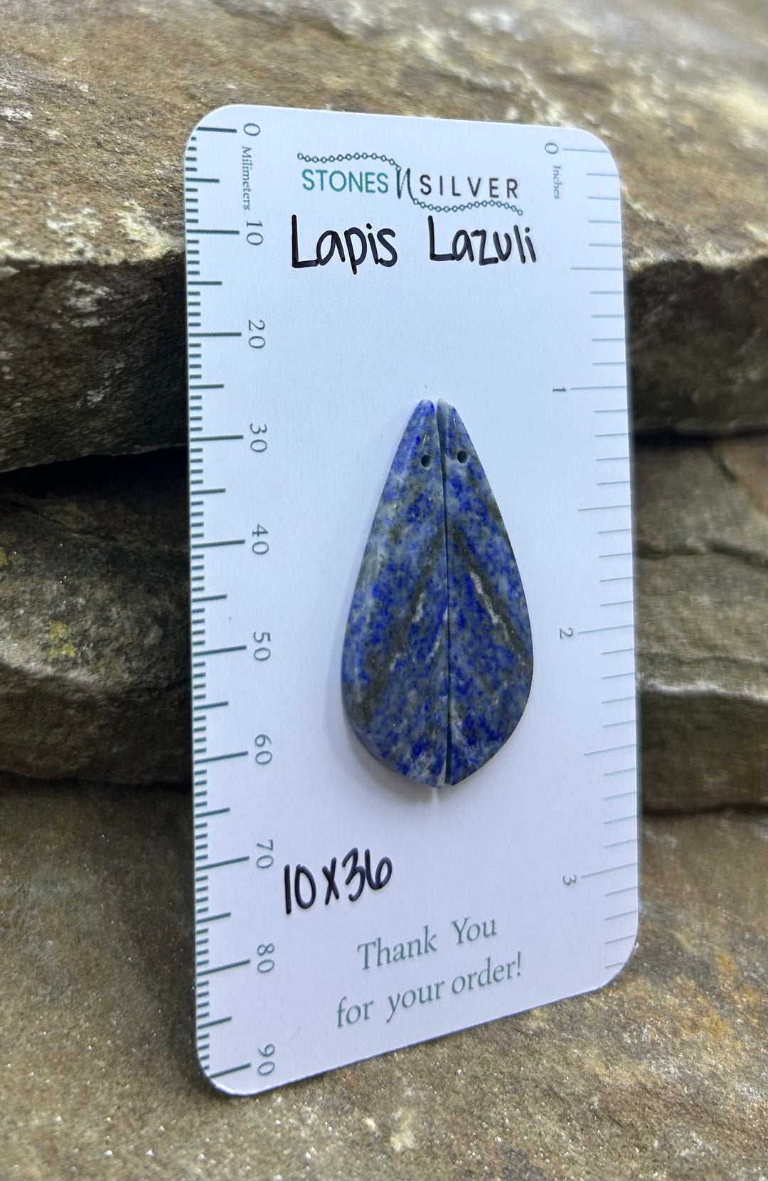 Lapis Lazuli Earring Slab Bead Pair 10x36mm - Lapis Lazuli